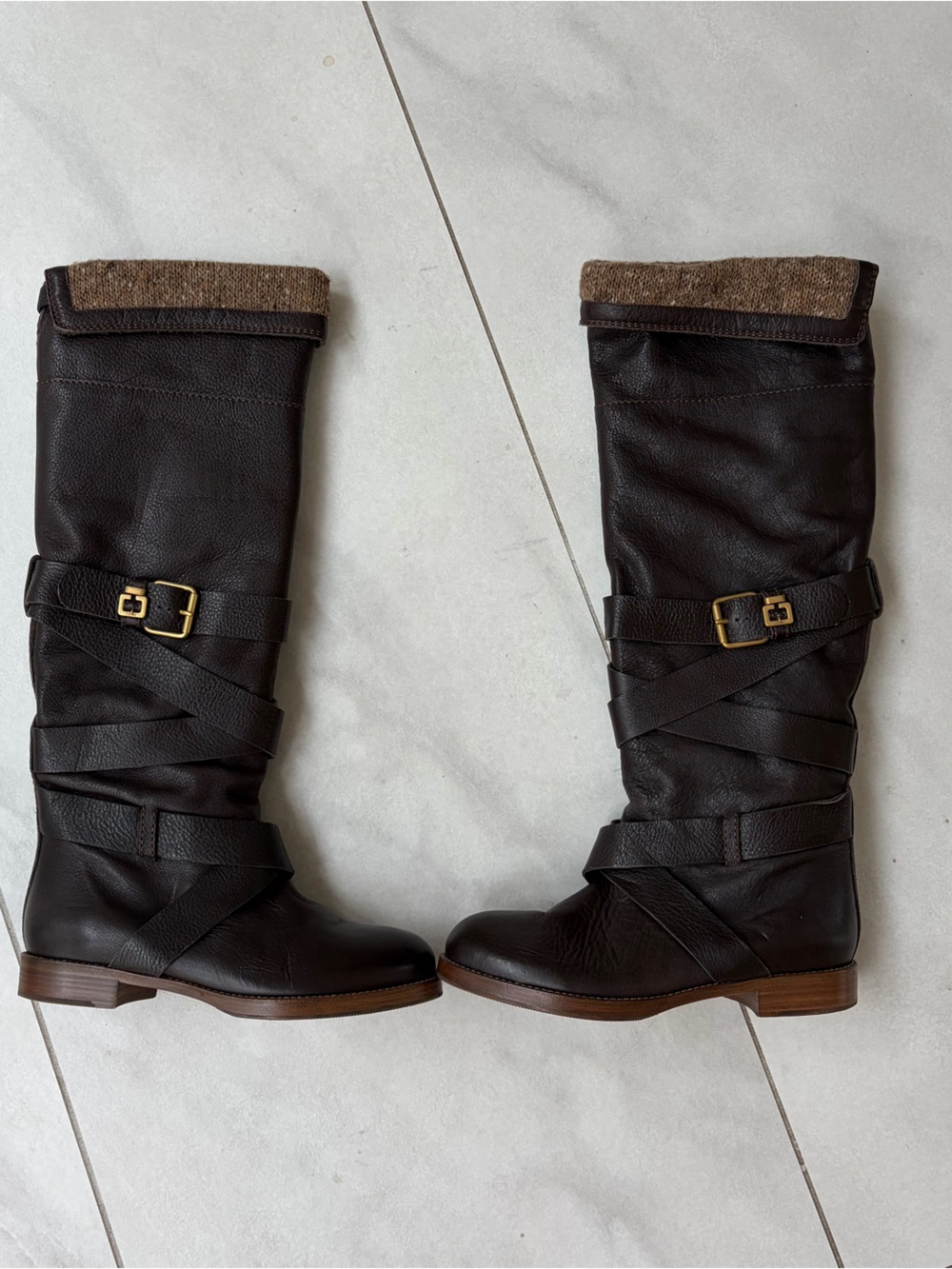 Chloé Brown Leather Wrap-Strap Boots Size 36 – Made in Italy